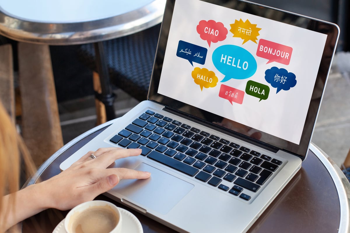Learn foreign language, different languages on screen